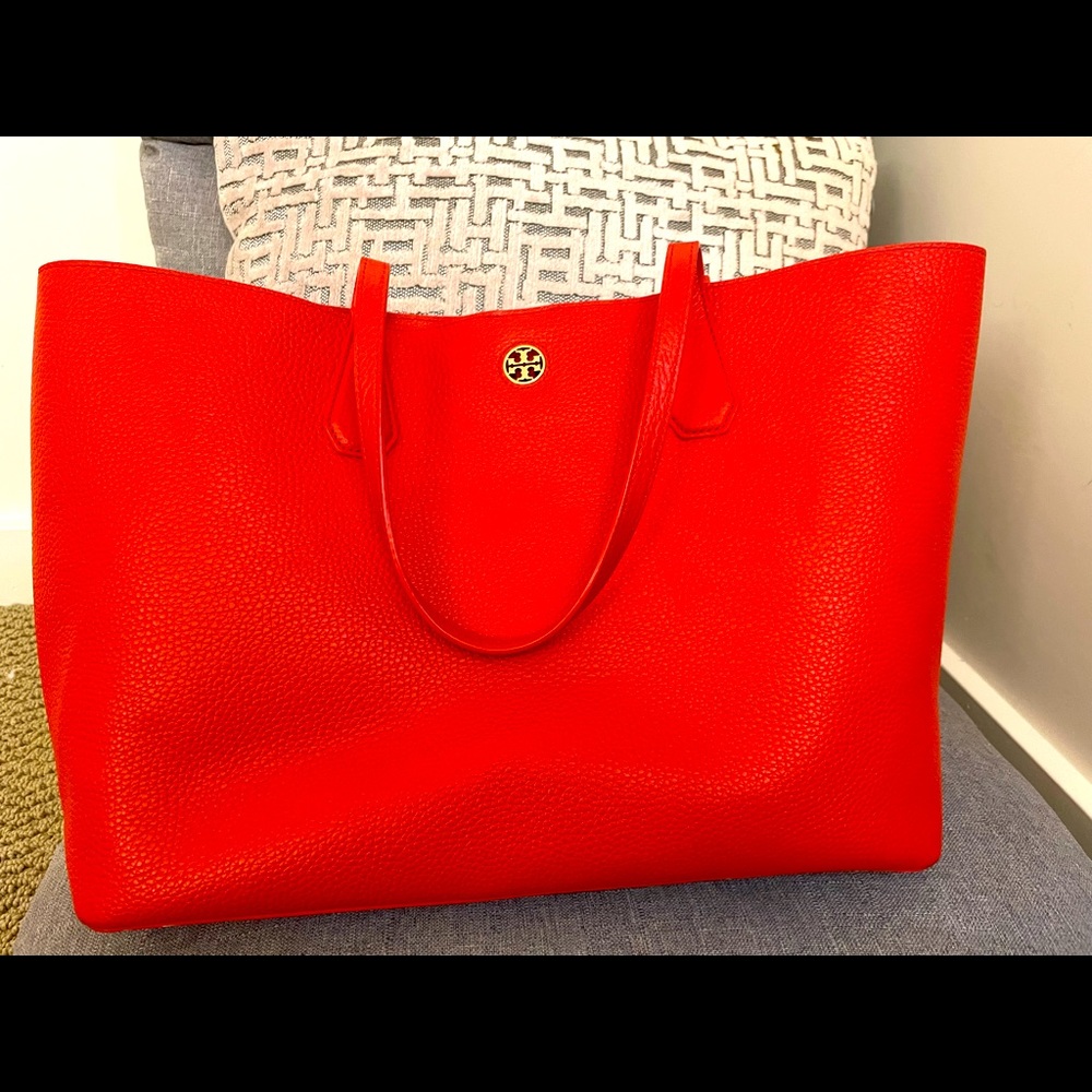 Vibrant orange Tory Burch tote